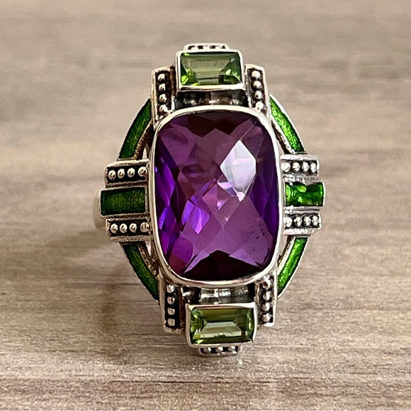 Nicky Butler Sterling Silver Purple Quartz and Green Topaz Multi-Gemstone Ring - Picture 1 of 12